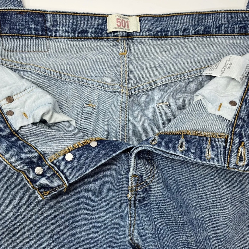 Levi's | Mens 34x30 | Original 501 Straight Leg Button Fly‎ Blue Denim Jeans - Picture 7 of 12